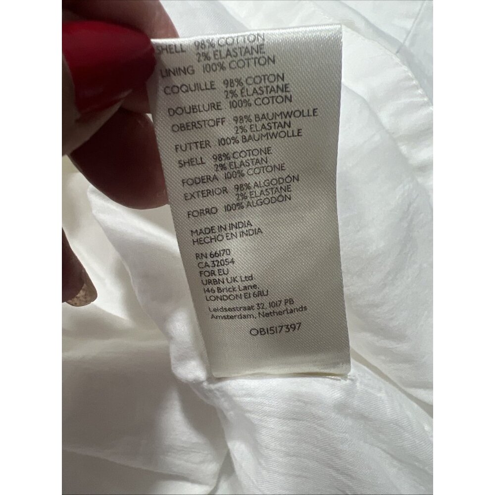Free People Dress Womens Large White Thea Mini Snap Shirt Dress‎ Open Tunic - Picture 16 of 16
